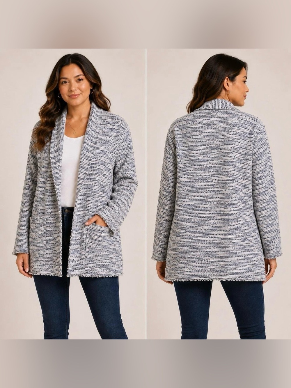 Max Studio New w $148 Tags Women's Textured Open Front Cardigan Coat Medium